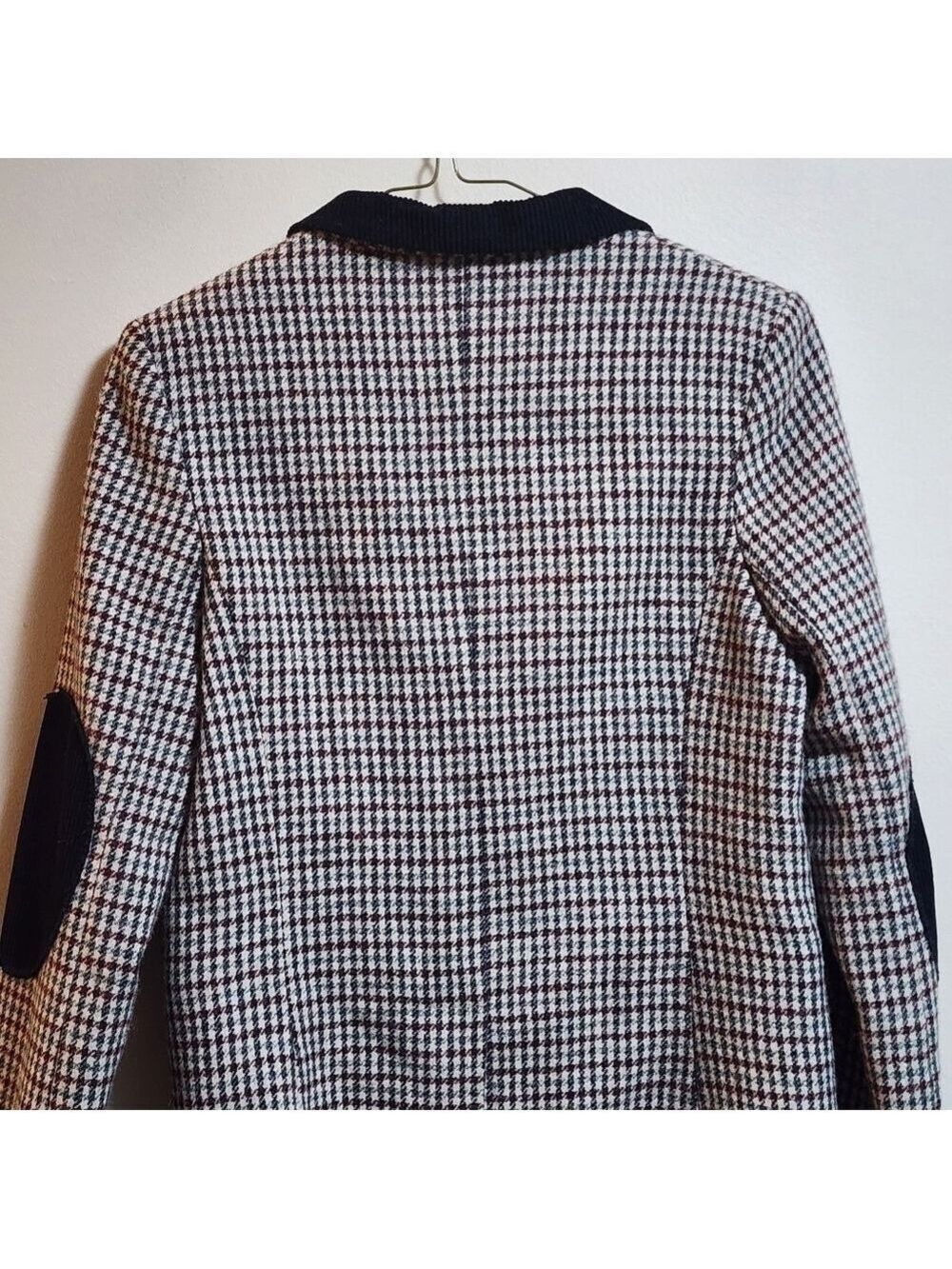 Vintage U blazer houndstooth blazer jacket color burgundy and cream size 38/xs - Picture 3 of 6